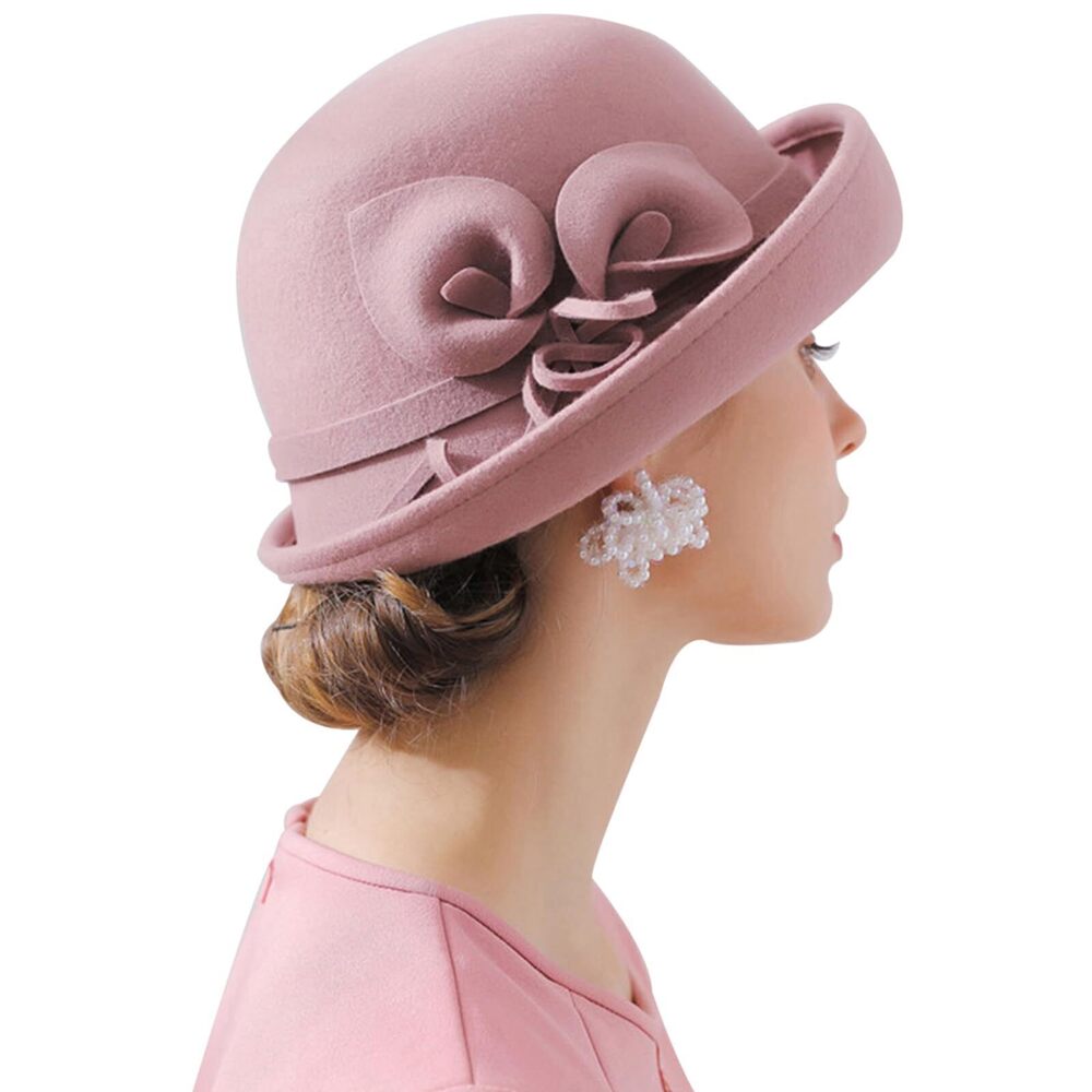 3678 Women Vintage Wool Felt Flowers Bucket Cloche Bowler Hat Church